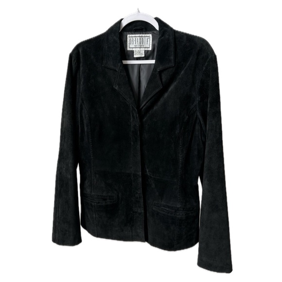 VINTAGE 1990s Black Suede Leather Jacket by BB Dakota- labeled XL